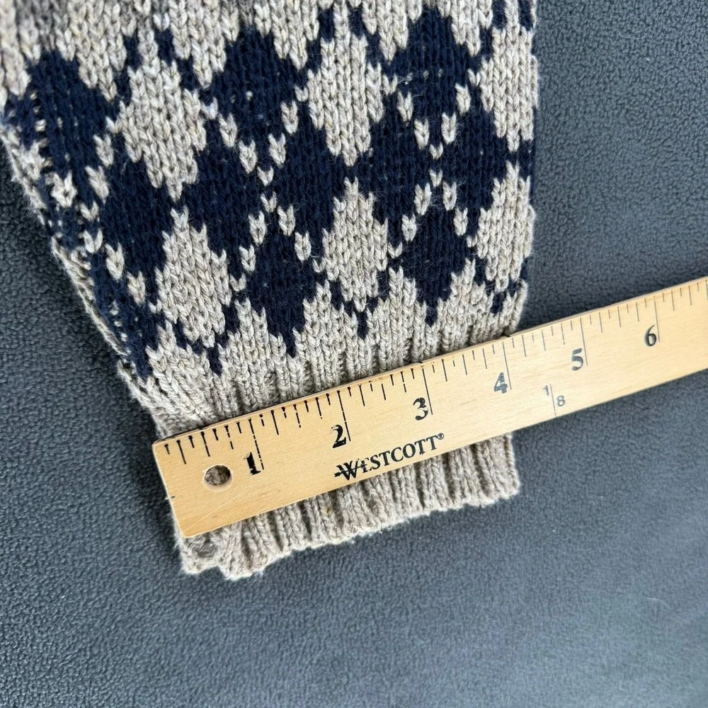 Vintage SCANDIA Argyle Cotton Knit Sweater Mens L Made In USA 80s 90s Grandpa